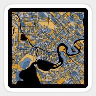 Perth Map Pattern in Blue & Gold Sticker